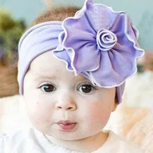 Импортные товары из Европы и Америки, Детские аксессуары для волос, Детская Хлопковая тканевая лента для волос с большим цветком, лента для волос