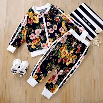 

2-6T Toddler kid baby Girl Floral Autumn Winter Clothes set Long Sleeve Zipper Coat Top pant suit Elegant Cute Outfit