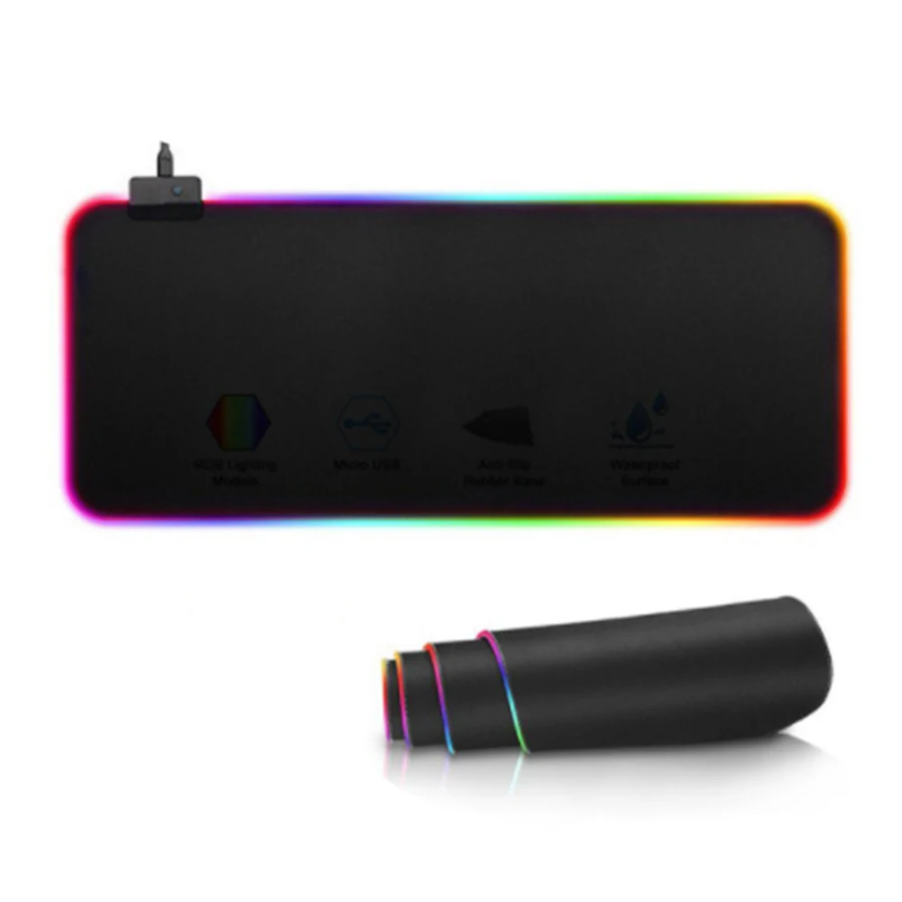 

Luminous USB LED Mouse Pad Non-slip Rubber Base And Waterproof Surface Extra Soft LED Computer Keyboard And Mouse Pad