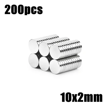 

200pcs 10x2mm Super Powerful Strong Bulk Small Round NdFeB Neodymium Disc Magnets Dia 10mm x 2mm N35 Rare Earth NdFeB Magnet