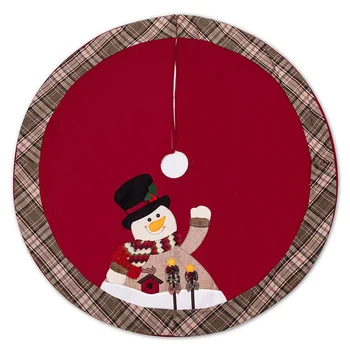 

1 Piece Length 105cm Red Christmas Tree Skirts Flax Carpet New Year Santa Claus Christmas Decoration For Home Floor Mat YWHB03