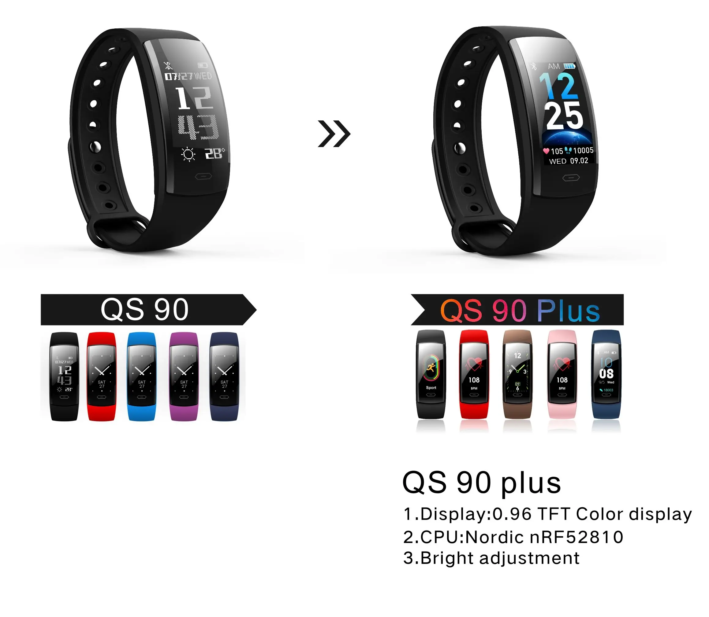 Diggro QS90/QS90 плюс умный Браслет Экстра черный ремешок костюм для QS90/QS PLUS
