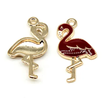 

6pcs/lot Charms Flamingo Diy Jewelry Findings Kc Gold Color 16x28mm Flamingo Charms DIY Jewelry Making