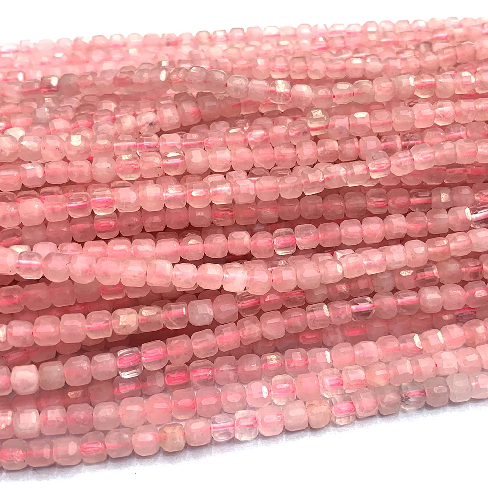 

Veemake Rose Quartz Natural Stones Charms Gemstones Necklace Bracelets Earrings Edge Cube Faceted Beads For Jewelry Making 07167