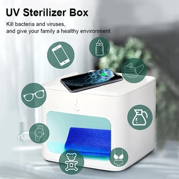 

UV Sterilizer Box For Toothbrush/Suit/Bottle/Phone UVC Disinfection With Wireless Charging Kills 99.9% of Germs Viruses Bacteria