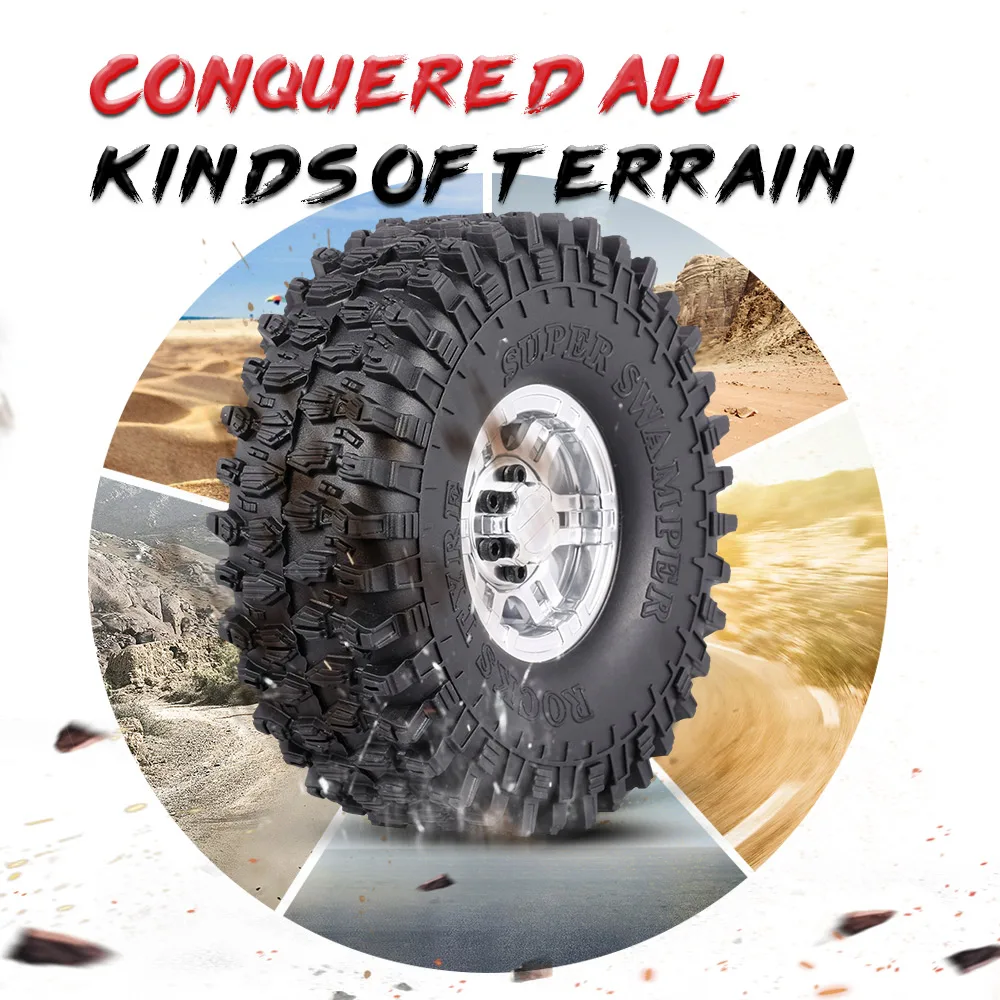 

4PcsAX-5020F 1.9" 120mm Tires Wheels Metal Electroplated Hub for 1:10 RC Car Traxxas Redcat SCX10 AXIAL RC4WD TF2 Rock Crawler