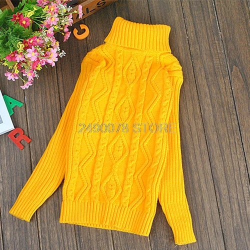 Winter Turtleneck Sweater For Boys Girls School Kids Christmas Sweaters Children Knitted Pullover Outerwear Cardigan Sweater - Цвет: yellow