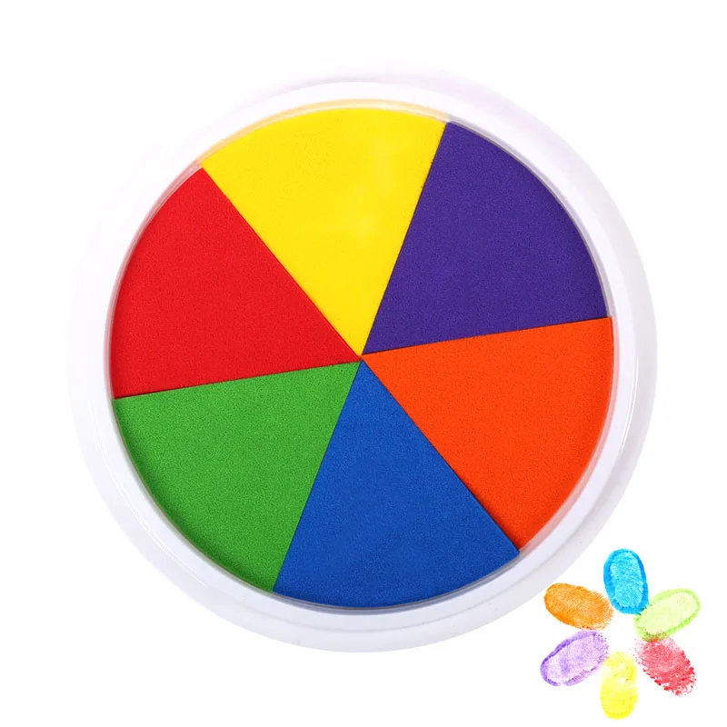 6 цветов штемпельная подушечка для печати Игрушка Дети Монтессори DIY Краска для рукоделия, кардмейкинга для рисования детские игрушки От 0 до 1 года кисточки для нанесения краски Inkpad