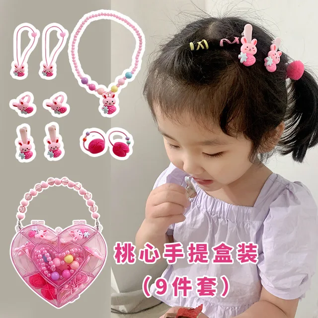 Pretend Toy Children Jewelry Necklace Bracelet Ring Hairpin Gift Box Girl Children Toy 2
