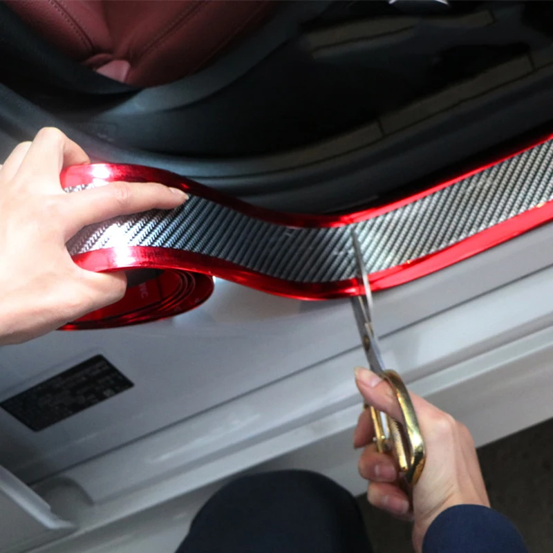 

1Mx50MM Car Door Sill Protector Bumper Protector Carbon Fiber Car Wrap Film 5D Gloss Car sticker Door Sill Protector Strip Soft