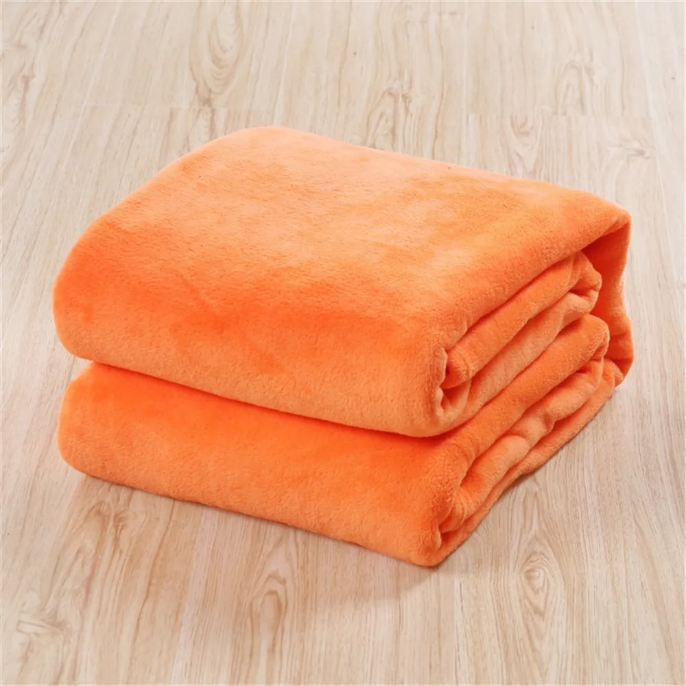 Однотонное фланелевое одеяло супер мягкое клетчатое покрывало для дивана зимнее теплое постельное белье одеяло из искусственного меха s 100X140 см - Цвет: Orange