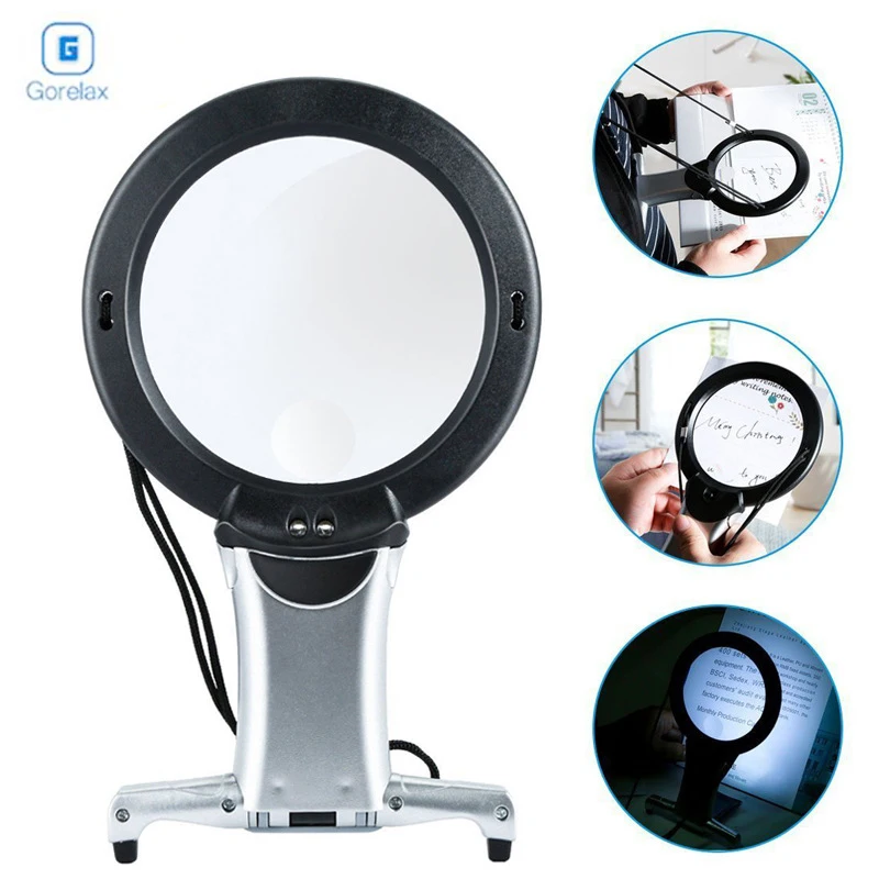

Hands Free LED loupe Lighted Reading Magnifier Table Hanging Magnifying Glass For Seniors Sewing Cross Stitch Embroidery Repair