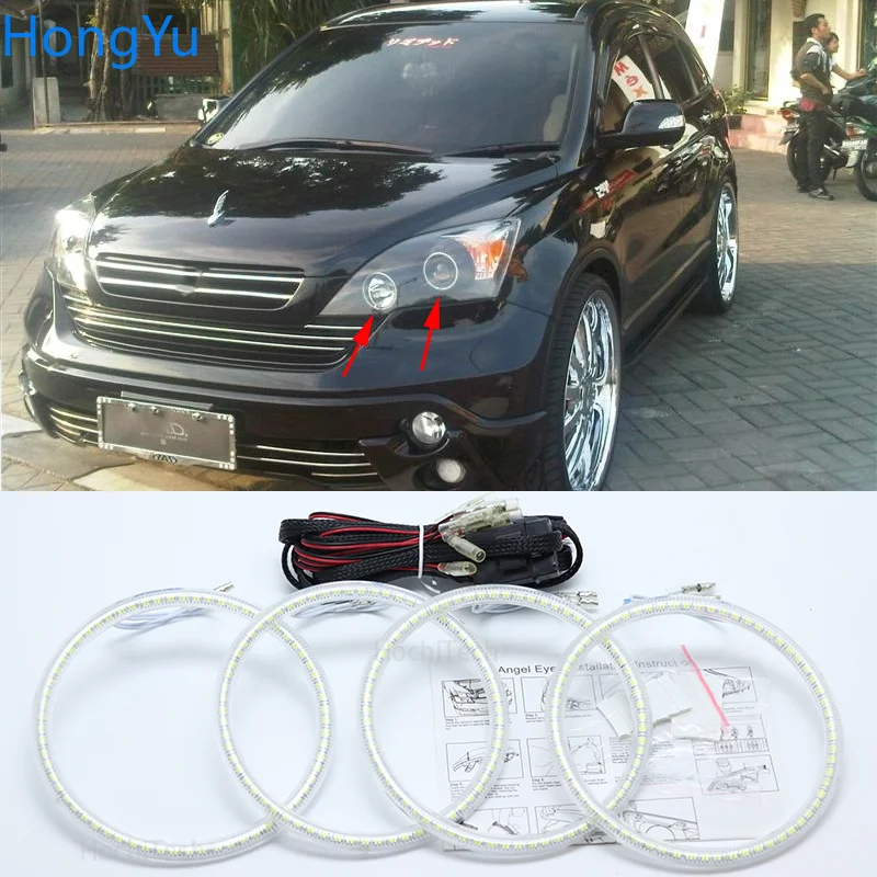 Для HONDA CR-V CRV 2007 2008 2009 2010 2011 Супер яркий белого цвета 3528 SMD комплект светодиодов «глаза ангела» дневные ходовые огни светильник дневные ходовые огни