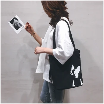 

Women Canvas Shoulder Bag Shopping Bags Students' Books Bag Cotton Fabric Handbags Tote For Girls
