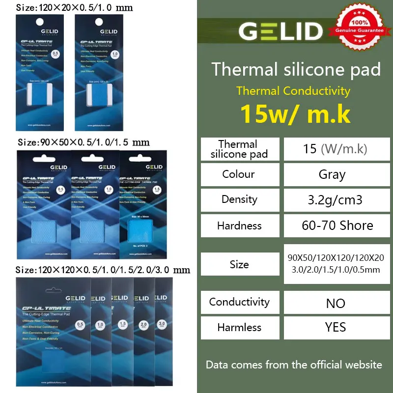 Gelid GP-Ultimate 15 Вт/МК высокопроизводительная термопрокладка для ЦП/графической