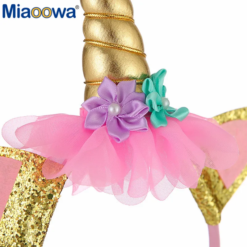 Girls Flowers Cute Unicorn Headbands Children Headwear Plush Toys Photo Props Party Hair Hoop Hairbands Kids Hair Accessories