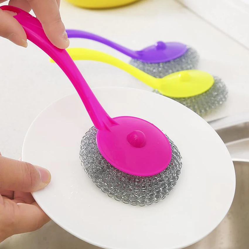 Полезная щетка для чистки кухонных кастрюль с длинной ручкой чистящая из