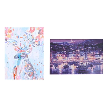 

Promotion! 2 Set DIY Oil Painting Paint By Number Kit Ie Drawing on Canvas By Hand Coloring Arts Crafts, Color & Purple