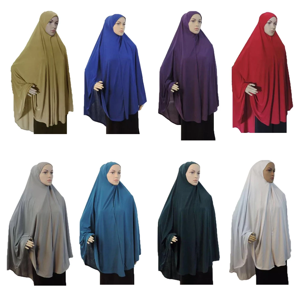 

Women Islamic Prayer Garment Dress Long Scarf Hijab Muslim Large Overhead Robe Pullover Full Cover Solid Color Large Scarves