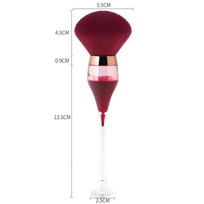 Luxury Wine Glass Make up Brush Soft Nail Art Cleaning Dust Brush Manicure Tool Cosmetic Blush Powder Facial Brush 4