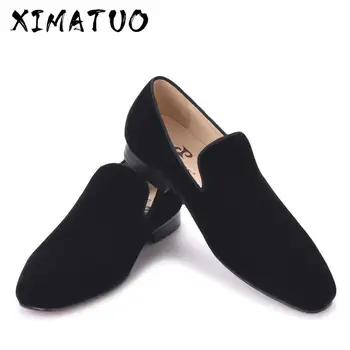 

2020 new arrival men velvet handmade flats shoes Fashion wedding and party men dress shoes plus size men's loafers