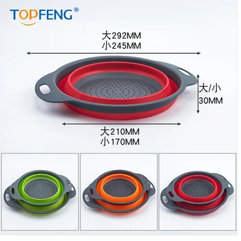 

Topfeng 2pcs Silica gel folding drainage basket, fruit dish, fruit basket, vegetable wash basin, foldable fruit dish, household