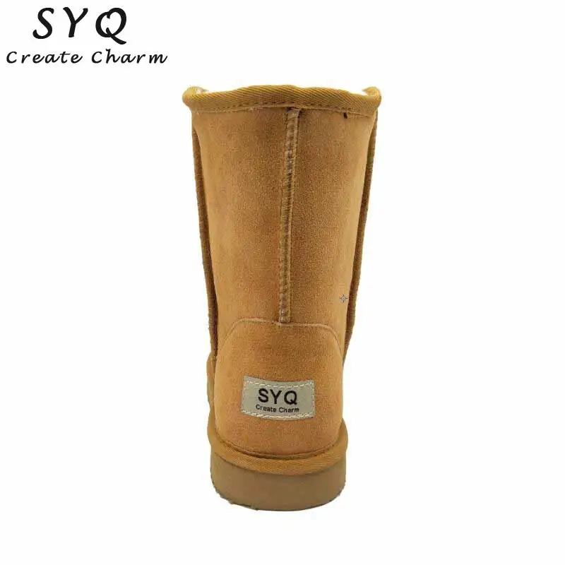 SYQ/классические женские зимние ботинки из натуральной кожи женские ботинки известного бренда из воловьей кожи г. Теплая зимняя обувь для женщин, большие размеры 34-44