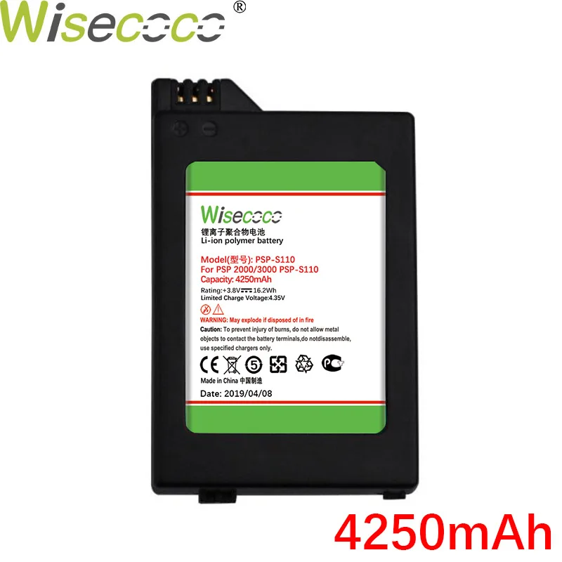 Wisecoco 4250 мАч для sony psp 2000/3000 psp-S110 последние продукты высокое качество батареи+ номер отслеживания