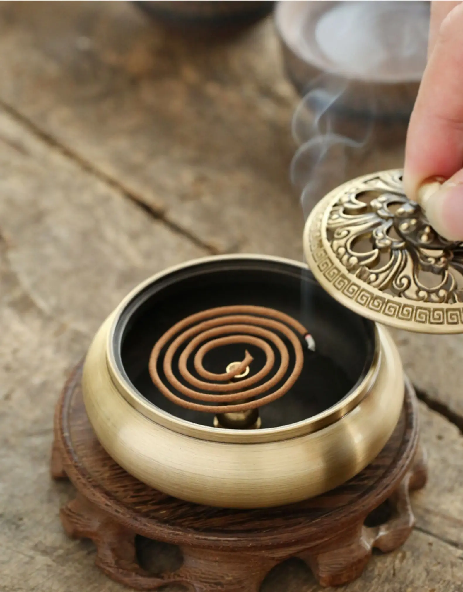 Direct selling new pure copper antique aromatherapy furnace indoor lotus plate for Buddha worship incense burner decoration
