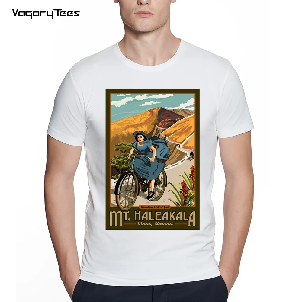 新ファッション夏男性のレトロなスタイル山haleakala自転車乗り物ハワイクラシックtシャツtシャツおかしいボーイストリートtシャツ Tシャツ Aliexpress