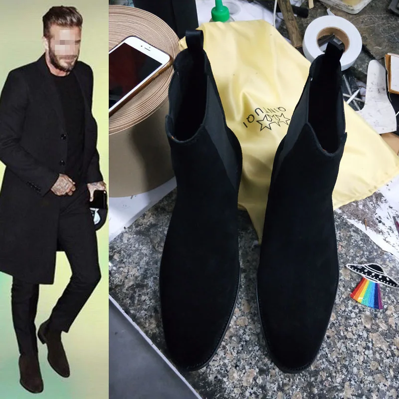 Деловые модельные ботинки; мужские Ботильоны; мужские модные ботинки из мягкой кожи в британском стиле; черные ботинки «Челси»; большие размеры 1,8 A