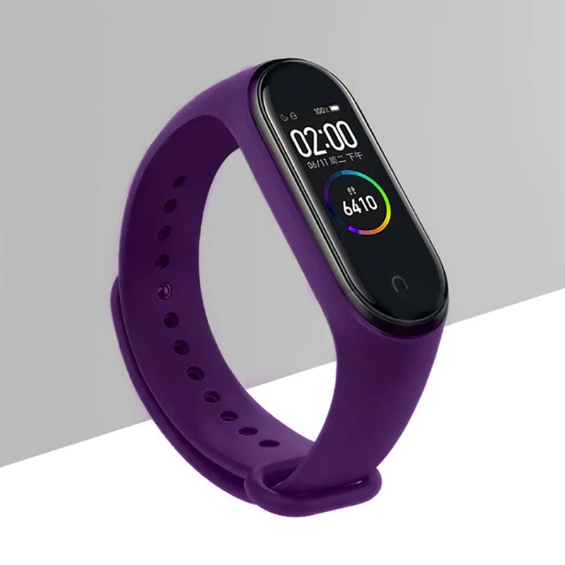 purple Топ mi Band 3/4 ремешок силиконовый ремешок браслет аксессуары для Xiaomi mi Band 3/4 Smart - Цвет: purple