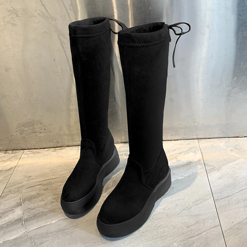 New New Over The Knee High Boots Women 6 Cm Winter Slim Flat Platform Boots Ladies Waterproof Casual Women Shoes 3 Style
