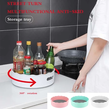

Non-Slip Rotating Srorage Tray Containers Spice Snack Dried Srorage Plate Turntable Containerrs For Bathroom Cosmetic Kitchen