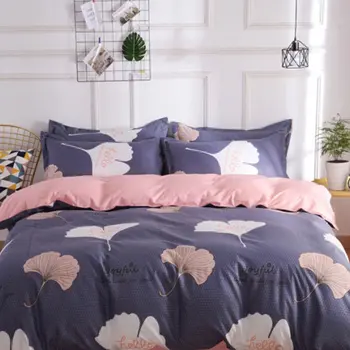 

4pcs Bedding Set Fashion Clover Leaf Printed Super Soft Washable Duvet Cover Bed Sheets Pillowcase Bed Supplies