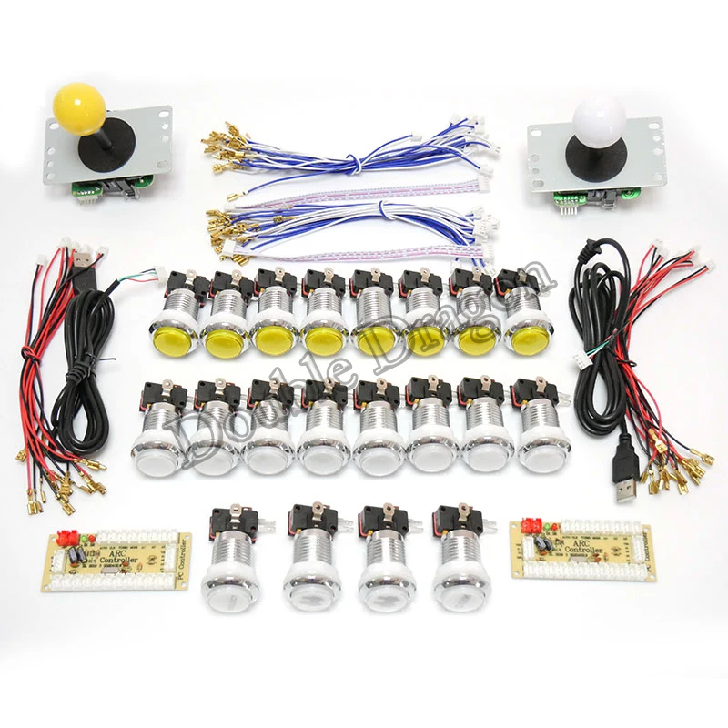 Arcade Machine Zero Delay Encoder Usb Kit Fai Da Te Per 2 Giocatori Arcade Cabinet Con Pc Cipberry Sanwa Joystick Pulsante Placcato Argento