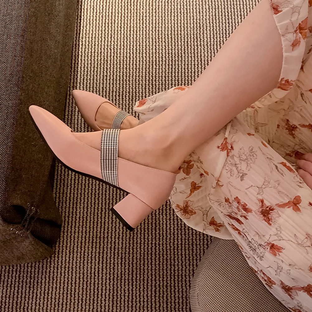 

Sarairis 2020 New Fashion Square Heels Pointed Toe Elegant Pumps Woman Shoes Buckle Strap Office Lady Pumps Women Shoes