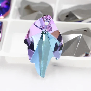 

20X32mm Leaf Shape Rhinestones Jewelry Making Accessories Necklace Pendants Pointback Glass Strass Crystals Stone