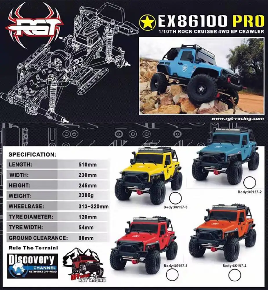 RGT EX86100 PRO Kit 1/10 2,4G 4WD RC автомобиль электрический скалолазание гусеничный без электронных деталей RC автомобиль уличные игрушки автомобиль игрушка