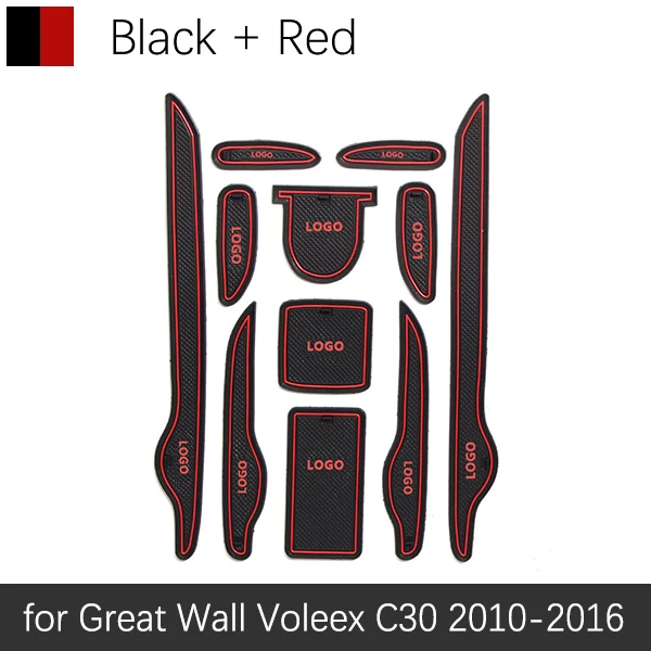Противоскользящий резиновый подстаканник со слотом для ворот для Great Wall Voleex C30 2010 2011 2012 2013 Коврик для двери, автомобильные наклейки - Название цвета: Red