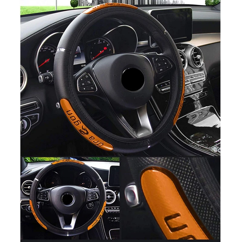 Универсальный кожаный чехол рулевого колеса автомобиля 38 см автомобиль-Стайлинг Спорт Авто Рулевое колесо Чехлы противоскользящие автомобильные аксессуары - Название цвета: steering wheel cover