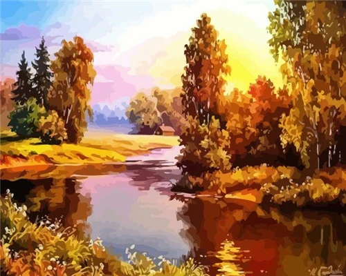 HUACAN Painting By Numbers Autumn Landscape Kits Drawing Canvas HandPainted Coloring Pictures Home Decoration Art Gift - Цвет: SZHC1-1511