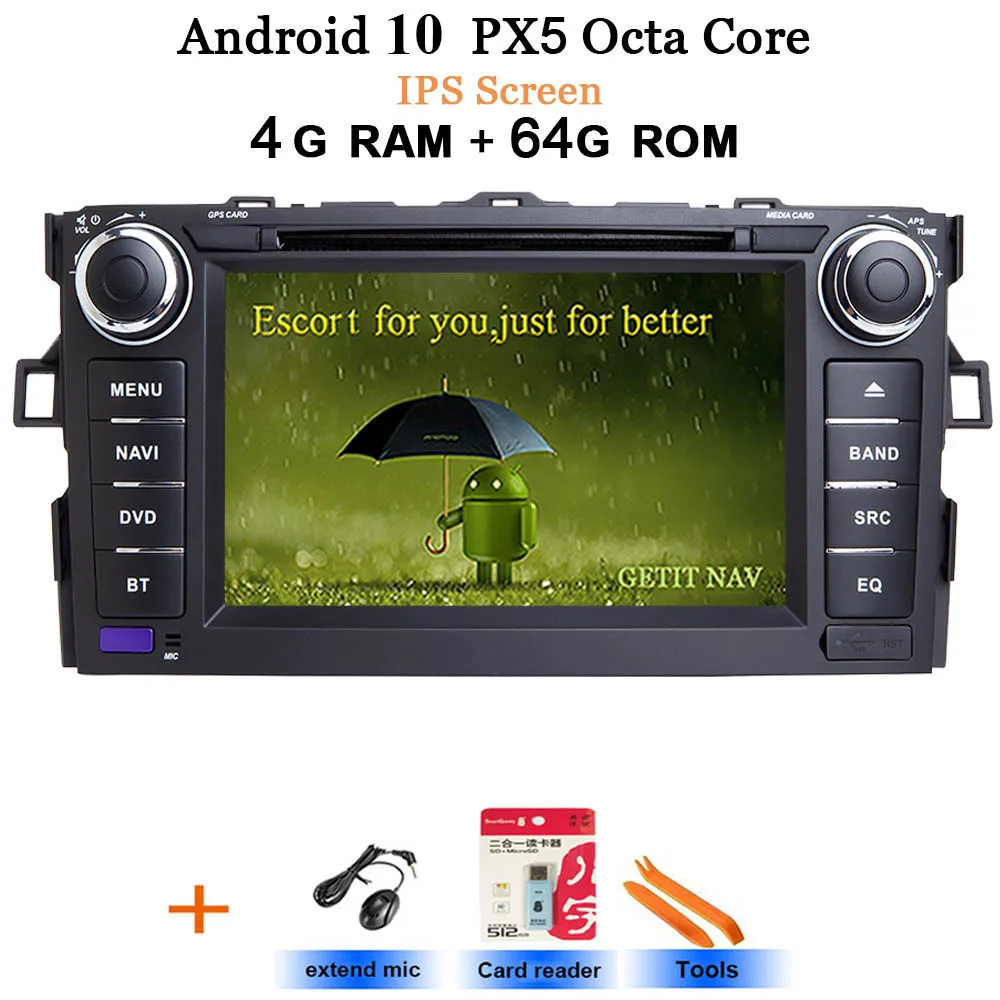2 Din Android 10 автомобильный стерео радио dvd-плеер для TOYOTA AURIS Altis COROLLA 2012 2013 gps Стерео gps BT Wifi CarplaY DSP - Цвет: IPS-PX5 4G-64G rom