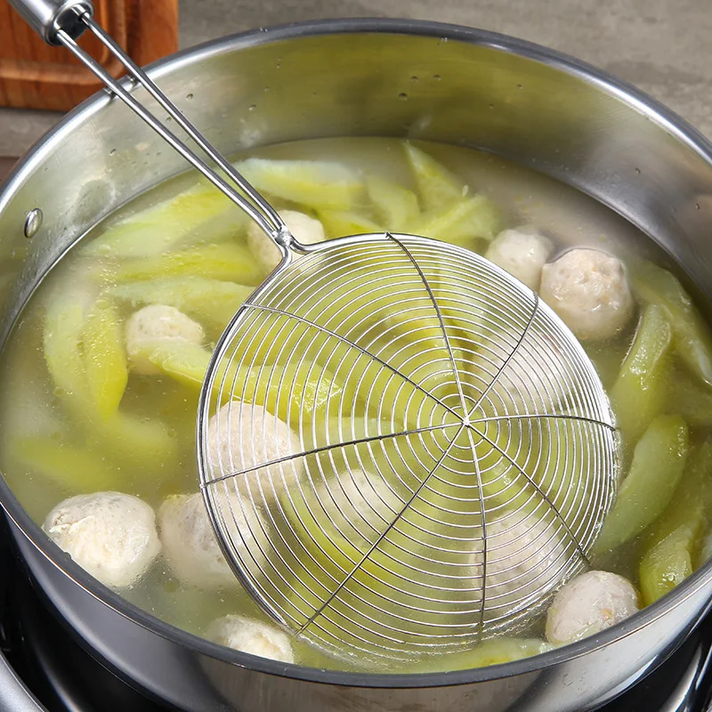 4 Sizes High Quality Stainless Steel Colander Fried Food Strainer Practical Kitchen Filter Mesh Spoon Cooking Accessories 4 Sizes High Quality Stainless Steel Colander Fried Food Strainer Practical Kitchen Filter Mesh Spoon Cooking Accessories