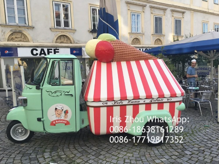 Конвертация тележки для мороженого Piaggio Ape, piaggio van конвертируется в грузовик для пищевых продуктов, конвертации и модифицированные vans Ape
