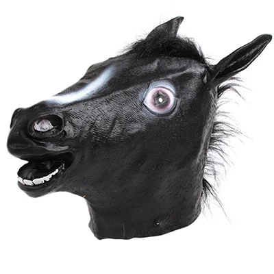 Украшение для Хэллоуина, 330, гхорс, маска на Хэллоуин, голова лошади, латекс, жуткий костюм животного, театральный розыгрыш, сумасшедшие Вечерние - Цвет: Черный