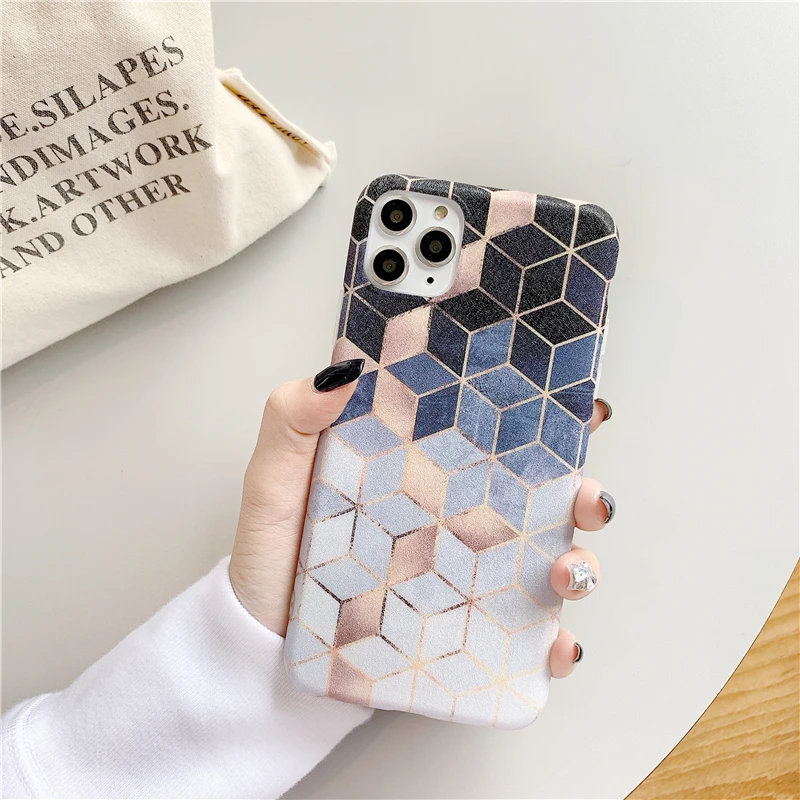 Модный Шелковый принт ромб матовый чехол для телефона для iphone 7 6 8 Plus X 11 11Pro Max ретро мягкая крышка IMD Coupels чехол s
