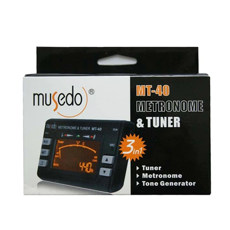 Musedo Mt-40 гитарный тюнер электронный цифровой 3 в 1 ЖК-гитара/бас/скрипка/Укулеле тюнер метроном тон генератор тюнер клип