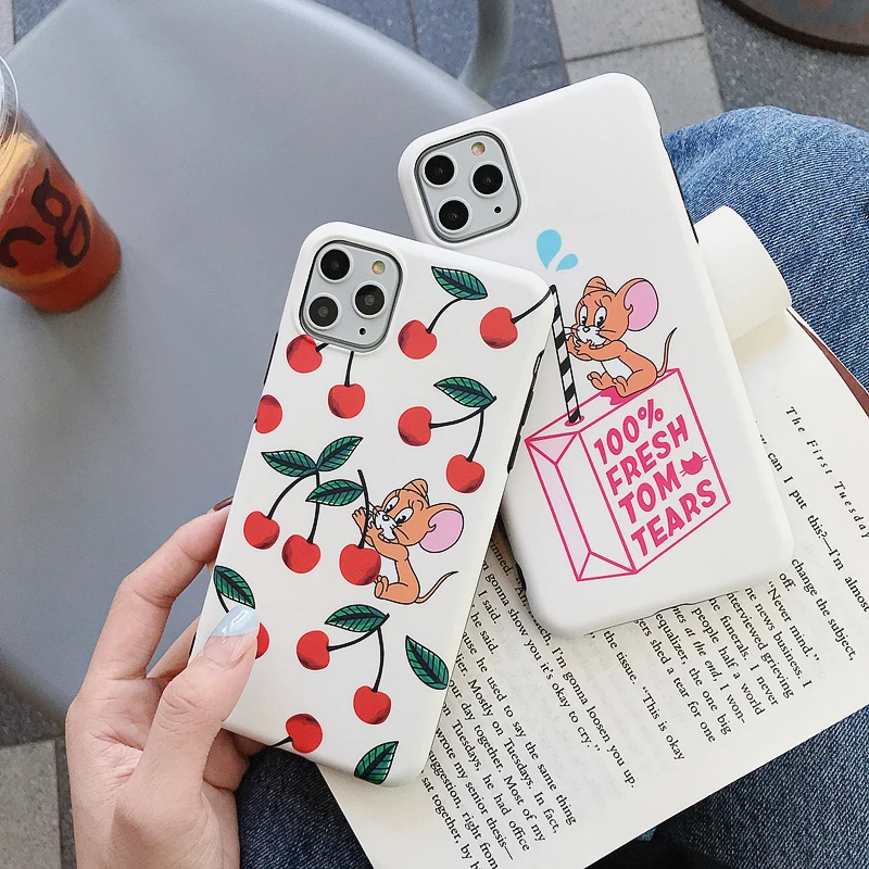 Чехол для телефона для iphone 11Pro XS Max X XR рисунком «мышонок Джерри» вишня матовый IMD мягкий чехол для iphone 6 6S 7 8 Plus задняя крышка чехол s