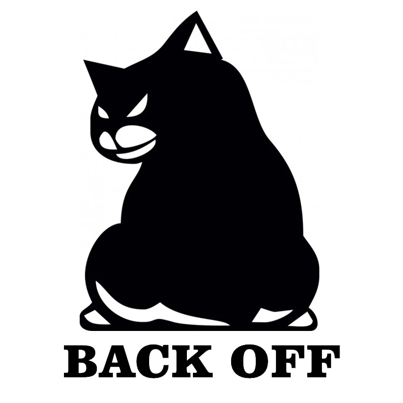 

CS-1534#15*20cm Angry cat with back off reflective funny car sticker vinyl decal silver/black for auto car stickers styling